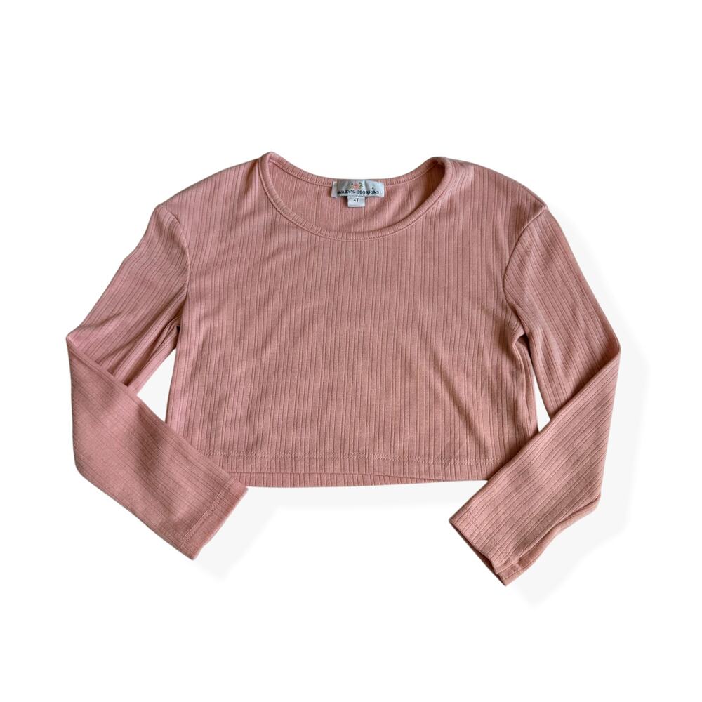 Bailey's Blossoms Blush Pink Ribbed Long Sleeve Top Girl 4T